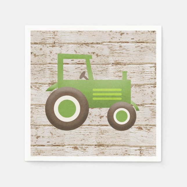 Serviette En Papier Fête de bébé garçon tracteur vert (Devant)