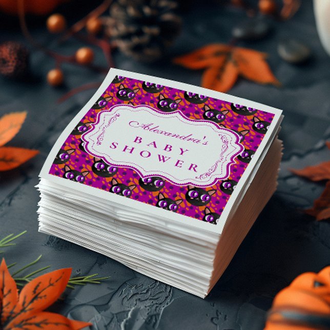 Serviette En Papier Fête de Bébé Halloween Chat Psychedélique (Créateur téléchargé)
