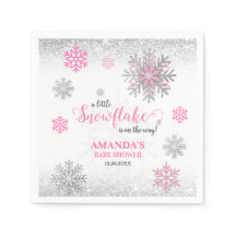 Fête de Bébé Hiver Flocon de Neige Pailleté Rose A