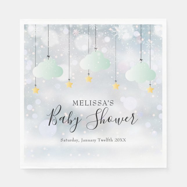 Serviette En Papier Fête de bébé hiver genre neutre Twinkle Twinkle (Devant)