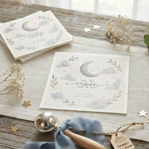 Serviette En Papier Fête de bébé Lune et Étoiles au-dessus de la lune