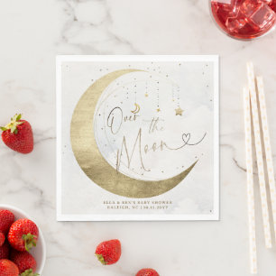 Serviette En Papier Fête de Bébé Lune Étoiles Planète Scintille Nuages