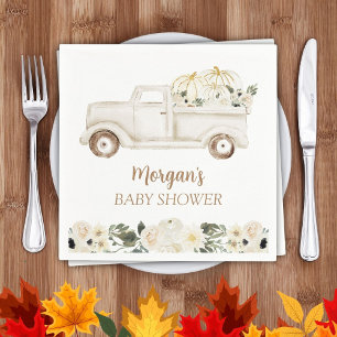 Serviette En Papier Fête de bébé mignonne petite citrouille beige neut
