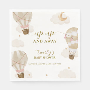 Serviette En Papier Fête de Bébé Montgolfière Élégante Bohème Neutre 