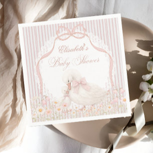 Serviette En Papier Fête de bébé Oie Silly Fleurs sauvages Rose