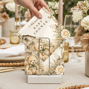 Serviette En Papier Fête de Bébé Ourson Rustique Intemporel