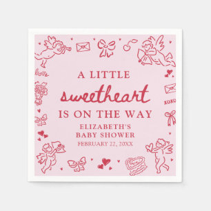 Serviette En Papier Fête de Bébé Petite Douceur Saint-Valentin Dessiné