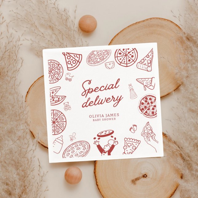Serviette En Papier Fête de bébé pizza spéciale drôle (Créateur téléchargé)