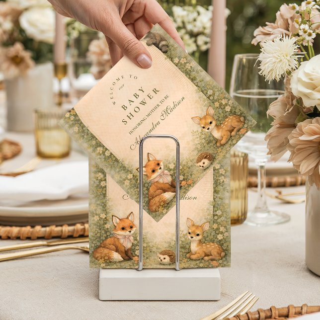 Serviette En Papier Fête de Bébé Prairie de Contes de Fées en Forêt (Créateur téléchargé)