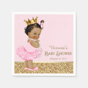 Serviette En Papier Fête de Bébé Princesse Ethnique Ballerine Rose Or