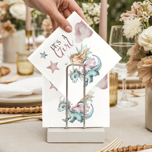 Serviette En Papier Fête de Bébé Princesse Rose Dragon Rêveuse Conte d (Créateur téléchargé)