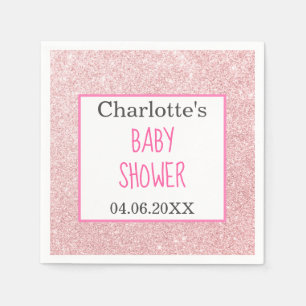 Serviette En Papier Fête de Bébé Rose Gold Paillettes Rose Pâle