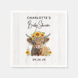 Serviette En Papier Fête de bébé vache florale rustique 