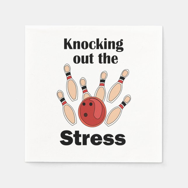 Serviette En Papier Fête de Bowling : Strike pour Évacuer le Stress (Devant)