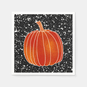 Serviette En Papier Fête de citrouille d'automne orange brillant à pai
