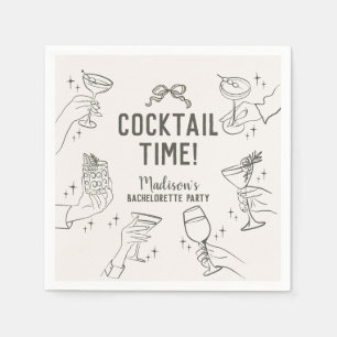 Serviette En Papier Fête de Cocktail Beige Rétro Enterrement de Vie de
