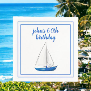 Serviette En Papier Fête de cocktail chic marine bleu de bateau 