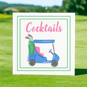 Serviette En Papier Fête de cocktail dans un chariot de golf bleu prép