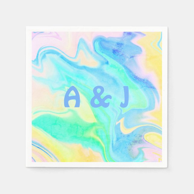 Serviette En Papier Fête de cocktail personnalisée rétro colorée amusa (Devant)