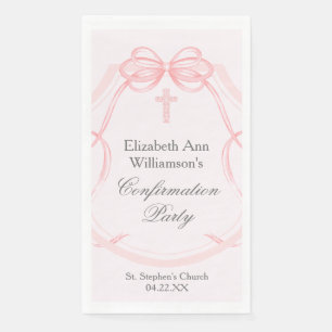 Serviette En Papier Fête de confirmation élégante Ruban à nœud rose pe