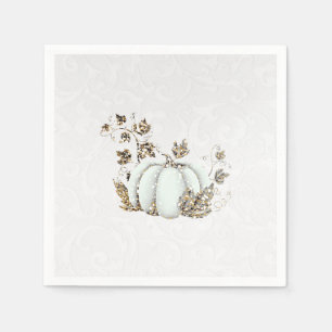 Serviette En Papier Fête de conte de fées citrouille blanche dorée de 