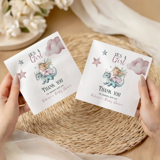 Serviette En Papier Fête de conte de fées rêveuse Dragon Rose Princess (Créateur téléchargé)