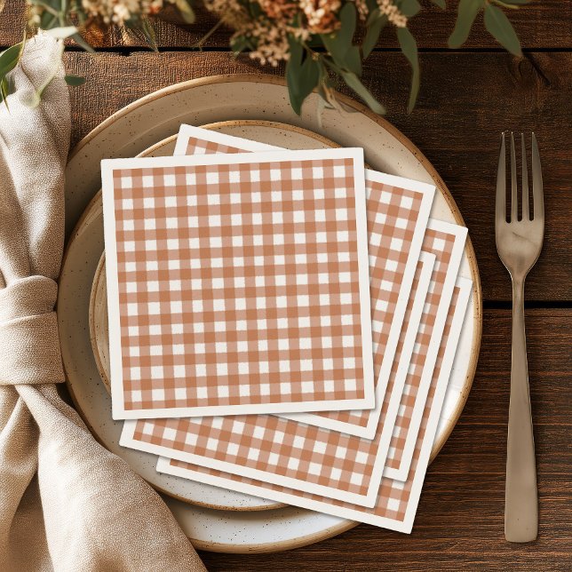 Serviette En Papier Fête de dîner Gingham automne rustique (Créateur téléchargé)