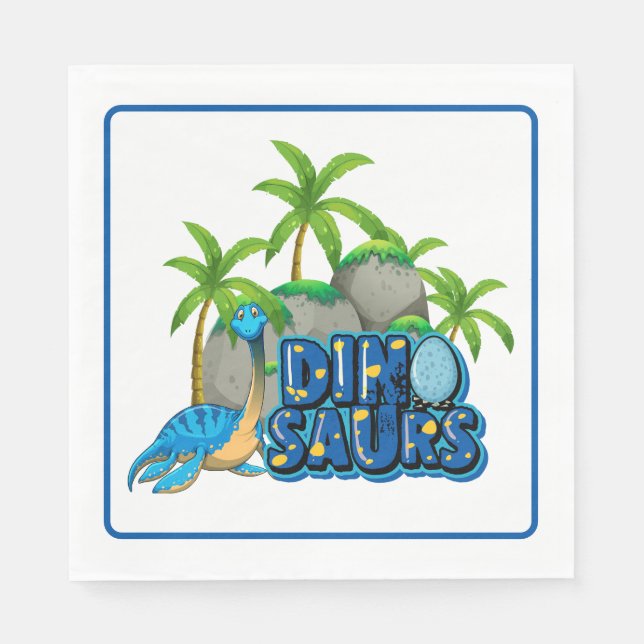 Serviette En Papier Fête de dinosaures  (Devant)