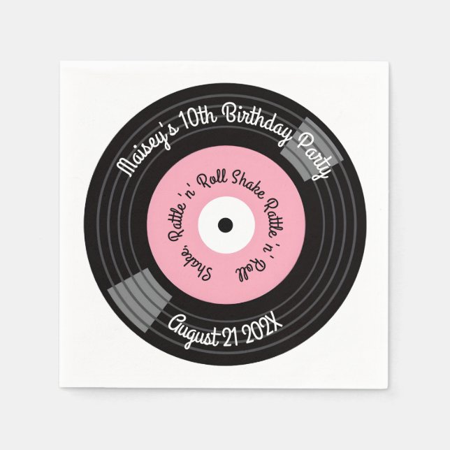 Serviette En Papier Fête de disques vinyles rétro (Devant)