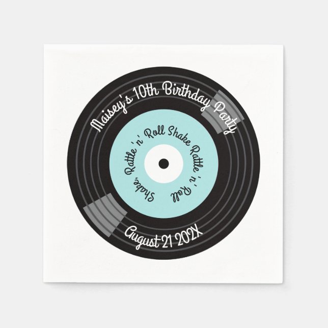 Serviette En Papier Fête de disques vinyles rétro (Devant)