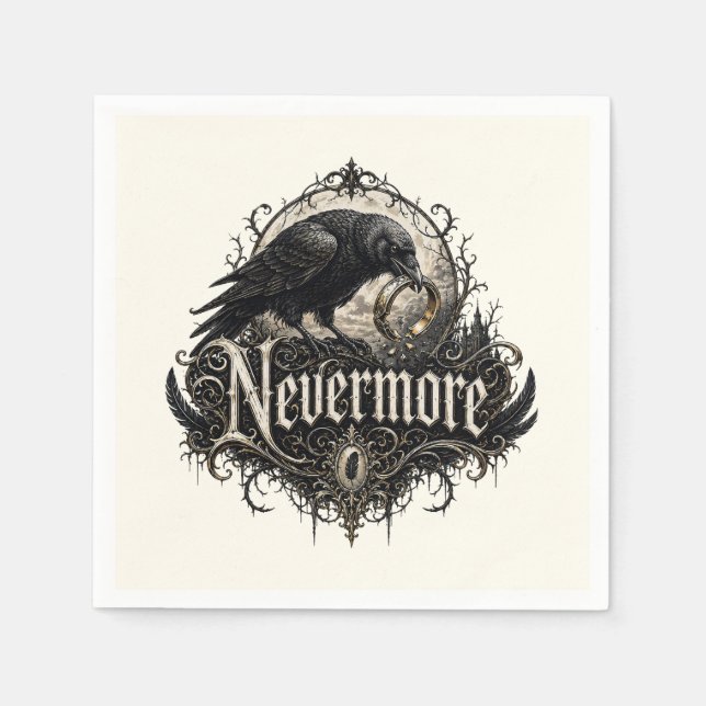 Serviette En Papier Fête de divorce Nevermore Raven (Devant)