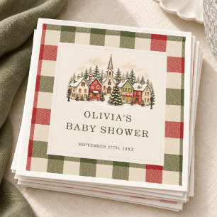 Serviette En Papier Fête de douche de bébé Village d'Hiver Gingha