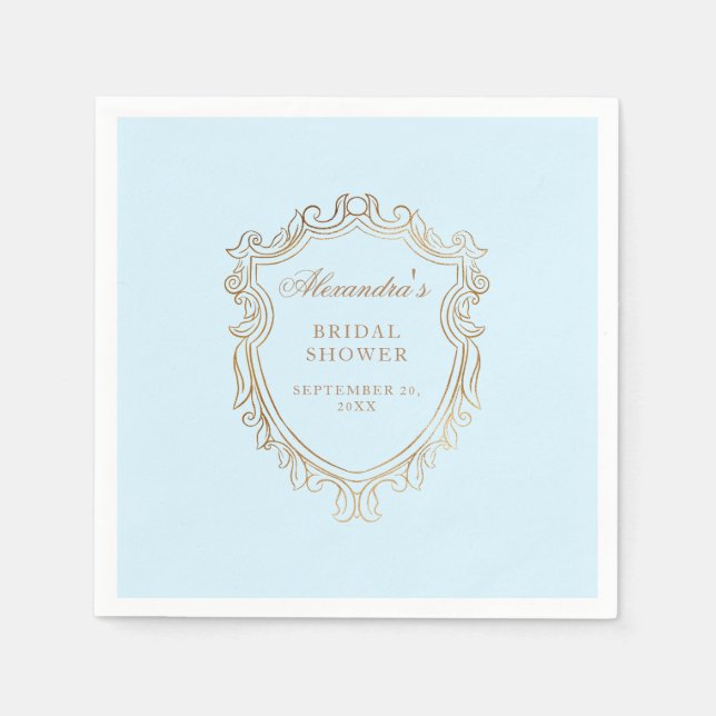 Serviette En Papier Fête de douche de mariée bleue élégante (Devant)