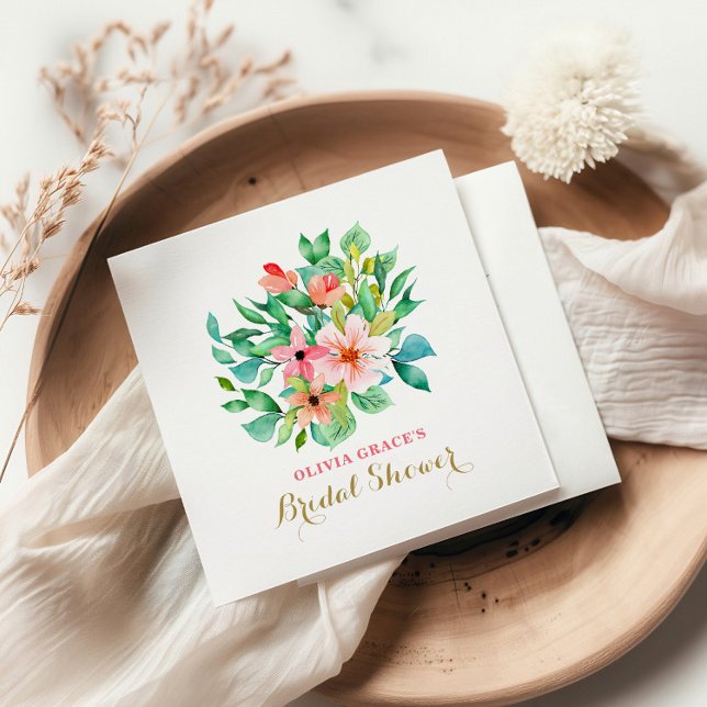 Serviette En Papier Fête de douche de mariée florale tropicale de plag (Créateur téléchargé)