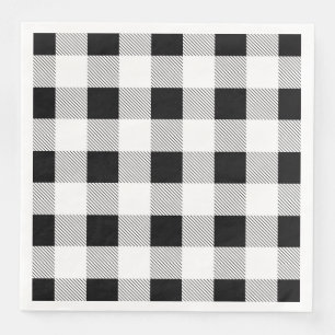 Serviette En Papier fête de ferme rustique plaid de buffle noir et bla