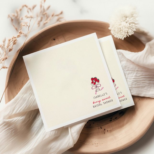 Serviette En Papier Fête de fiançailles aux fraises Douce comme une ba (Créateur téléchargé)