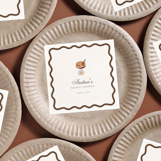 Serviette En Papier Fête de Fiançailles Café Ondulé Martini Espresso (Créateur téléchargé)