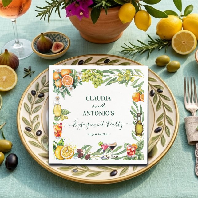 Serviette En Papier Fête de fiançailles chic citrouille italienne (Créateur téléchargé)