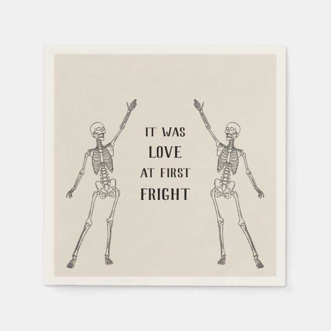 Serviette En Papier Fête de fiançailles de squelette heureux (Devant)