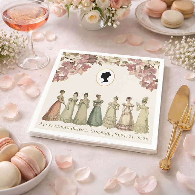 Serviette En Papier Fête de Fiançailles des Dames de Régence Fleurs Ro (Créateur téléchargé)