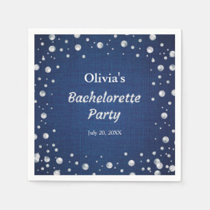 Serviette En Papier Fête de Fiançailles Diamants Perles en Denim Bleu 