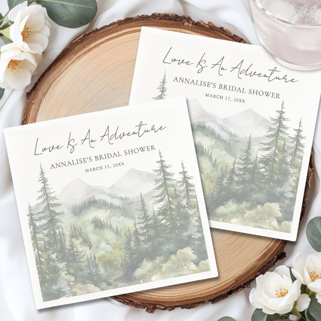 Serviette En Papier Fête de fiançailles Forest Mountain Adventure (Forest Mountain Adventure Bridal Shower Napkins )
