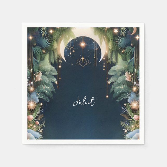 Serviette En Papier Fête de Fiançailles Magique Rêve Étoiles Mystiques (Devant)