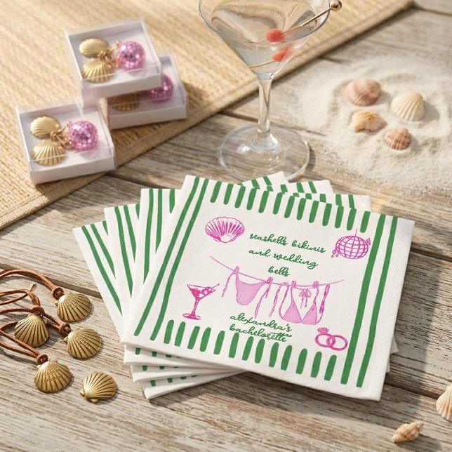 Serviette En Papier Fête de Fiançailles Rétro Côté Plage Disco (Créateur téléchargé)