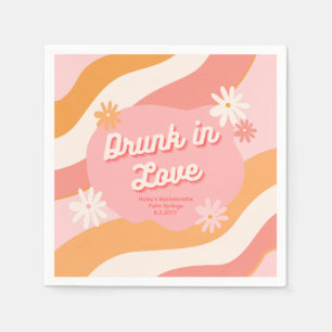 Serviette En Papier Fête de Fiançailles Rétro Rose Ivre d'Amour Papier