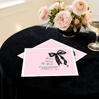 Serviette En Papier Fête de fiançailles rose poudré et nœud noir Coque