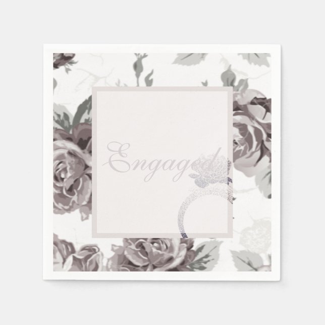 Serviette En Papier Fête de fiançailles rose rose antique blush (Devant)