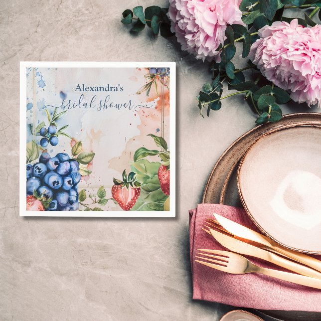 Serviette En Papier Fête de fiançailles sucrée aux fraises et aux baie (Créateur téléchargé)