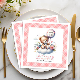 Serviette En Papier Fête de fille florale ballon ours en peluche fanta