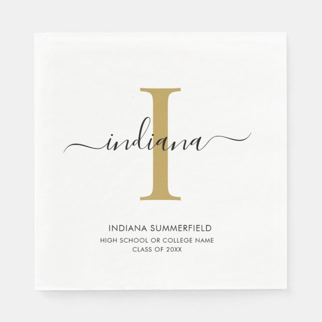 Serviette En Papier Fête de fin d'études 2026 Monogramme (Devant)